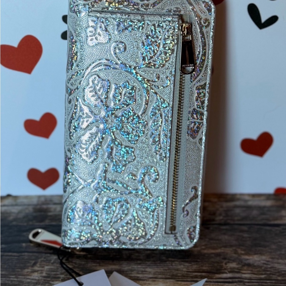 Brahmin Chrome Estonia SURI Wallet Holographic Silver Chrome Sparkle NWT FIRM - Picture 10 of 11